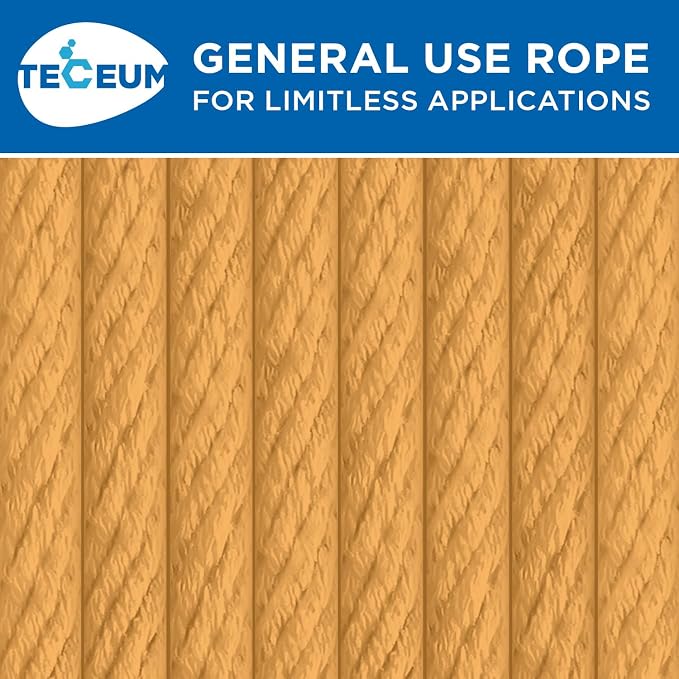 TECEUM Cotton Rope 3/16” – 100 FT – Strong All-Purpose Braided Rope – Natural - Image 9