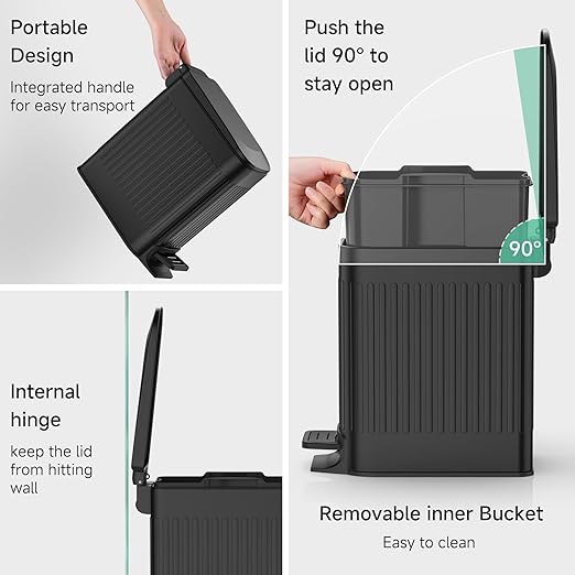 TIPGO Slim Bathroom Trash Can - Image 6