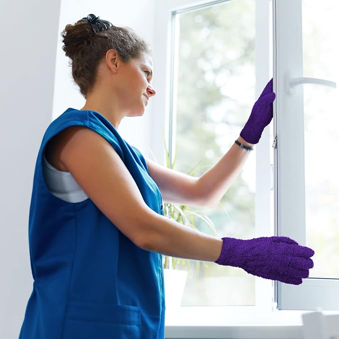 Bencailor 6 Pairs Microfiber Dusting Gloves, Dusting Cleaning Gloves Microfiber - Image 2