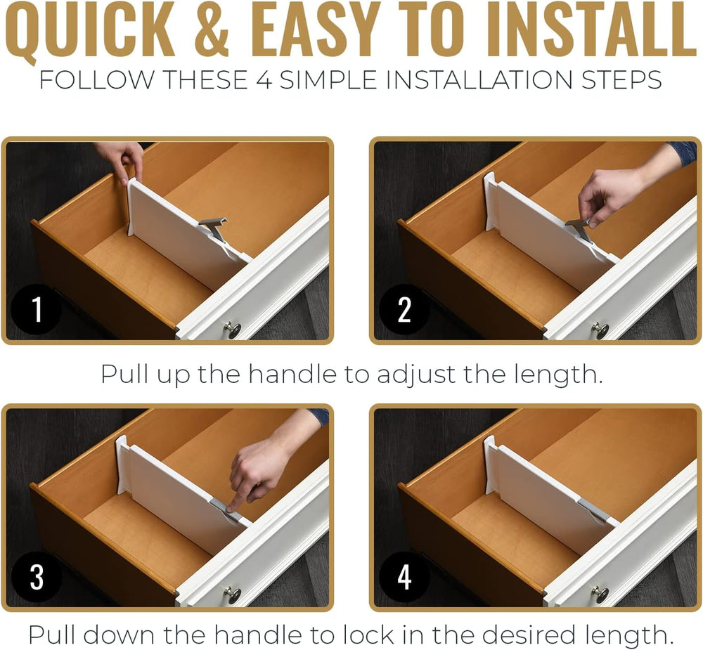 RAPTUROUS Adjustable Deep Drawer Divider – 6" Tall, Expandable 13-22&quo...
