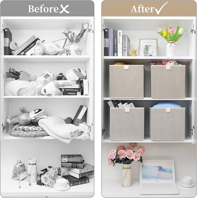 Storage Baskets, 11.8-Inch Woven Fabric Bins, Storage Cubes - Image 8
