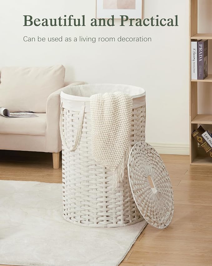 Large Laundry Hamper Laundry Basket Round 34.3 Gal Handwoven Wicker Laundry - Image 7
