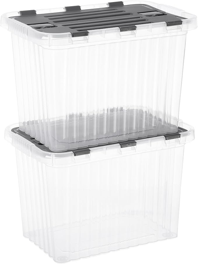 Superio Storage Bins with Lids, Stackable Totes, BPA Free, Odor Free, Organizer