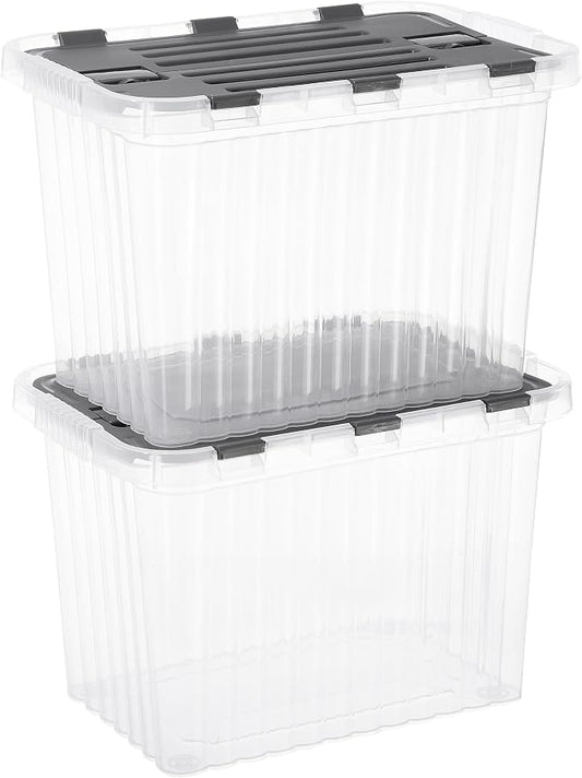 Superio Storage Bins with Lids, Stackable Totes, BPA Free, Odor Free, Organizer by Superio