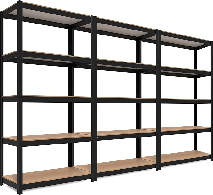 HOMEDANT House Black 5-Tier Laminated Metal Shelving Unit Adjustable Storage by TheBestOrganizingSolution