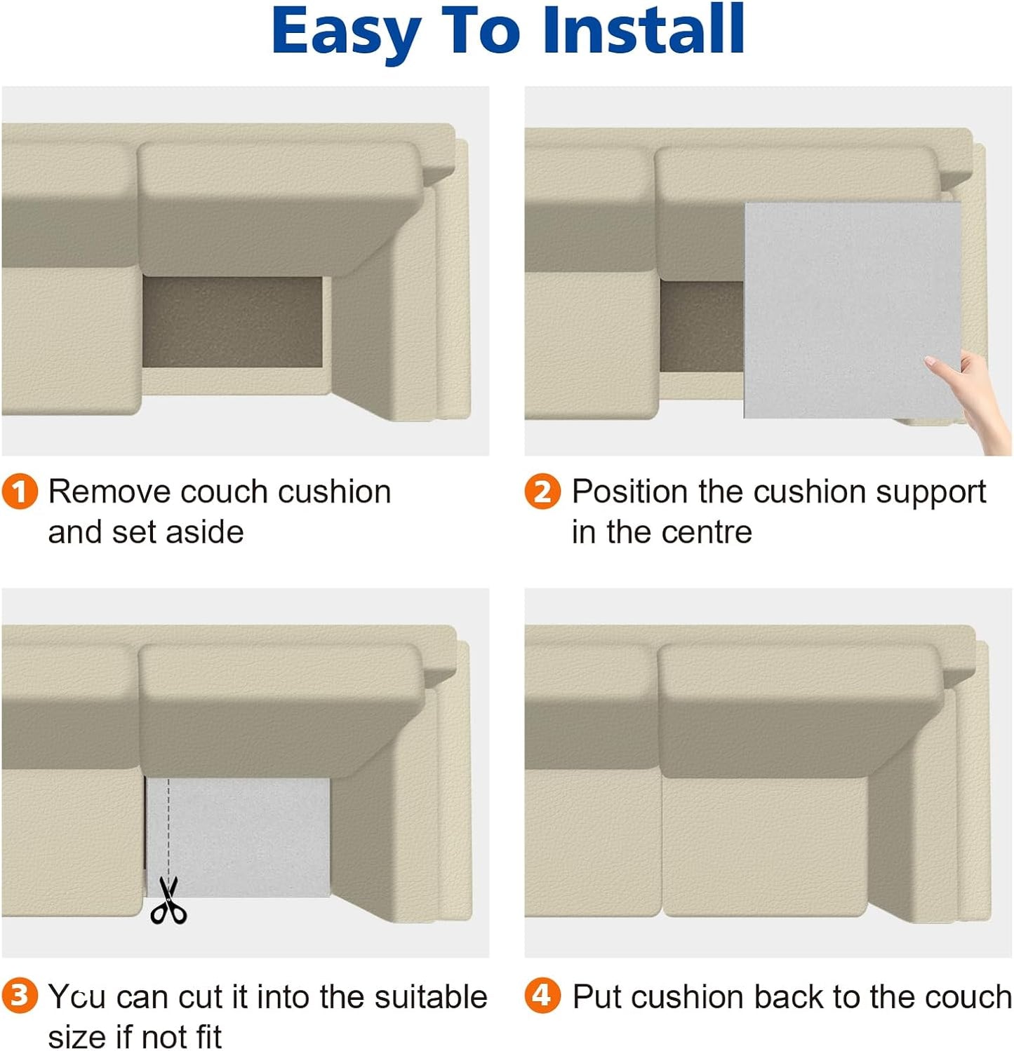 RA RUNNING ALIEN Couch Cushions Support for Sagging Seat -20"X 20"Curved Foam Sofa Cushion Support Board,Grey Couch Supporterfor Under The Cushions,Set of 3