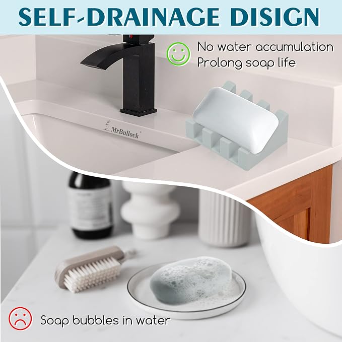 Silicone Soap Dish for Bar Soap Holder for Shower Bathroom Self Draining - Image 4
