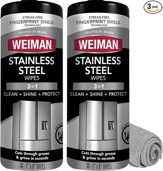 Weiman Stainless Steel Cleaner and Polish Wipes Bundle by Weiman