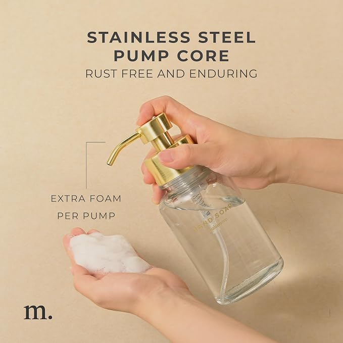 MaisoNovo Glass Foaming Hand Soap Dispenser 14 Oz | Gold Foaming Soap Dispenser - Image 5