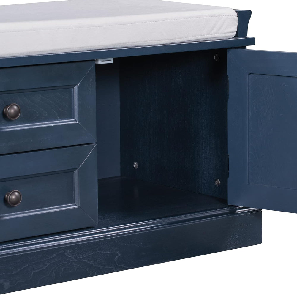 42.5″ Storage Bench with 2 Drawers and 2 Cabinets, Entryway Shoe Rack w/Remov...