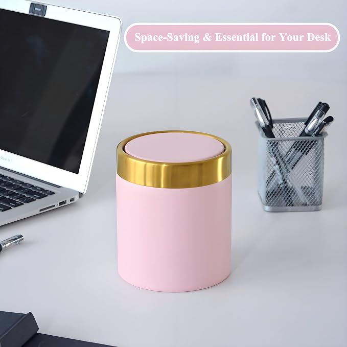 Mini Trash Can with Lid, Metal Small Tiny Mini Trash Bin Can, Mini Countertop - Image 2