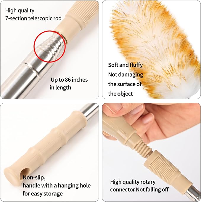 Extendable Cleaning Duster, Extra-Long Telescoping Feather Dusters - Image 4