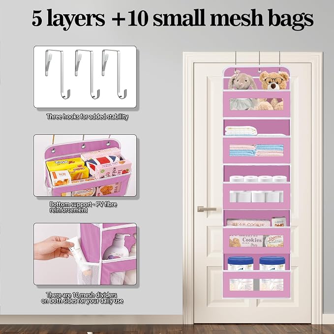 Over The Door Organizer, 5 Shelves Closet Door Hanging Organizer - Image 3