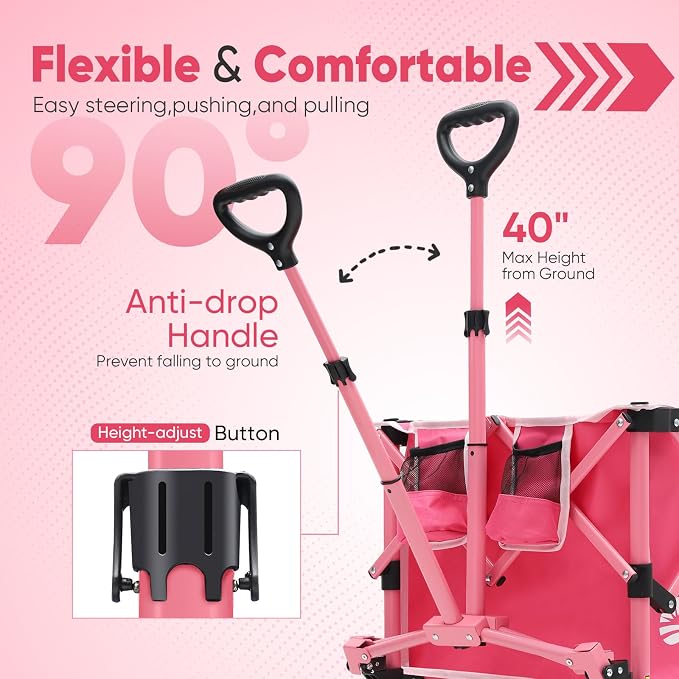 Sekey Pink Collapsible Foldable Wagon - Image 7