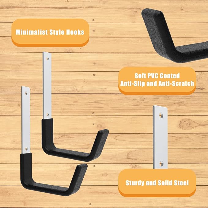 Heavy Duty Utility Hooks for Wall Mount, Garage Wall Hooks, Chainsaw & Leaf - Image 3