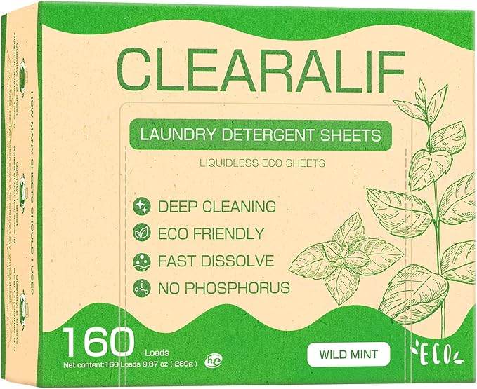 Laundry Detergent Sheets Up to 160 Loads, Wild Mint by CLEARALIF