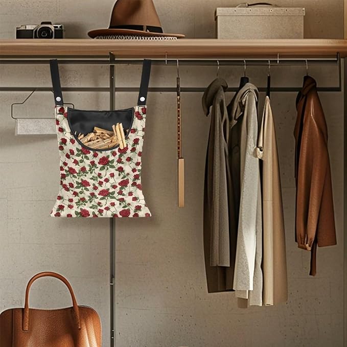 Rose Clothespin Bag Fashion Hanging Storage Organizer Clothes Pin Bag - Image 5