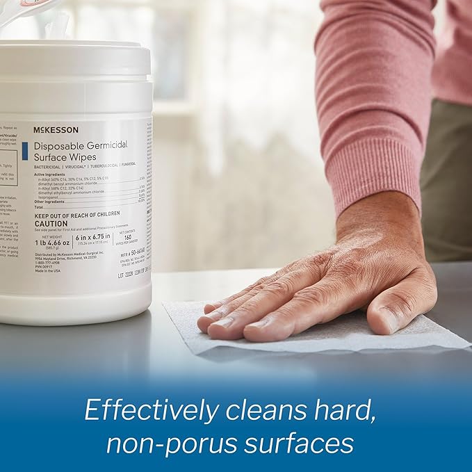 McKesson Germicidal Wipes Disinfecting Wipes, Alcohol Cleaning Disinfectant - Image 3