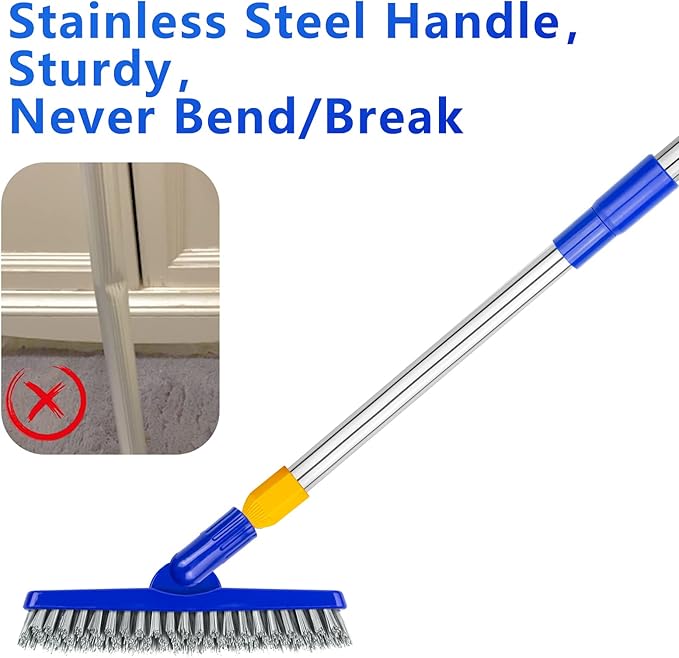 ITTAHO 2 Pack Grout Brush with Long Handle, 56.5'' Swivel Grout Cleaning Brush - Image 2