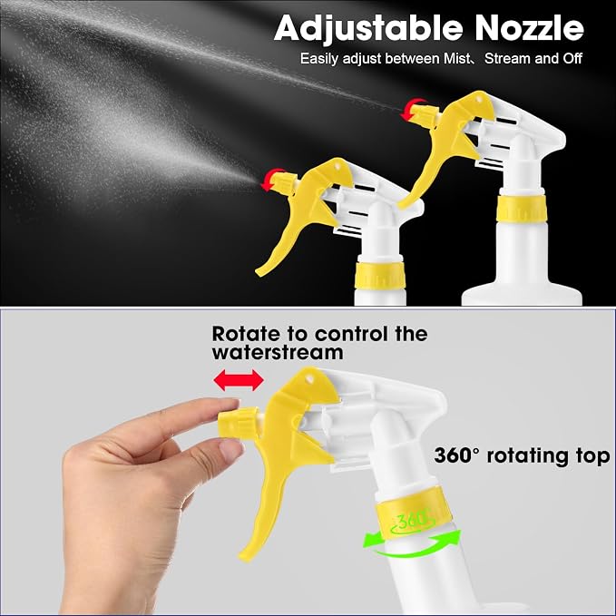 Eccliy 12 Pcs 16 Oz Plastic Spray Bottle, Adjustable Empty Reusable Sprayer - Image 3