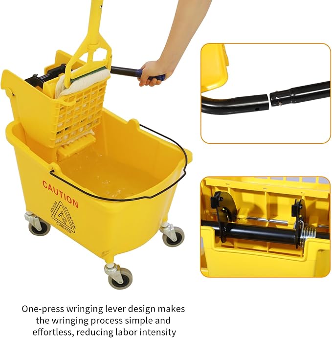 Commercial Mop Bucket with Side-Press Wringer - Image 4