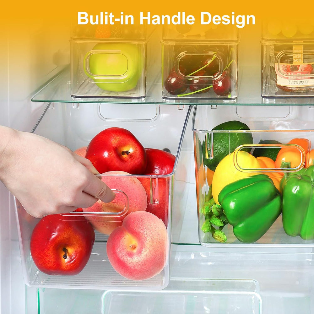 Hudgan 8 Clear Plastic Storage Bins for Pantry Organizer, Kitchen Cabinet