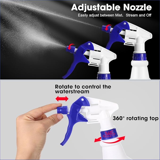 Eccliy 12 Pcs 16 Oz Plastic Spray Bottle, Adjustable Empty Reusable Sprayer - Image 4