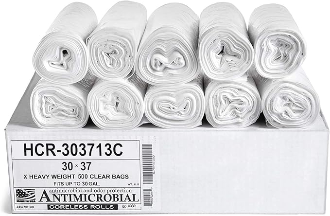Aluf Plastics HCR-303713C High Density Star Sealed Coreless Roll Bags, 30 gal by AlufPlastics