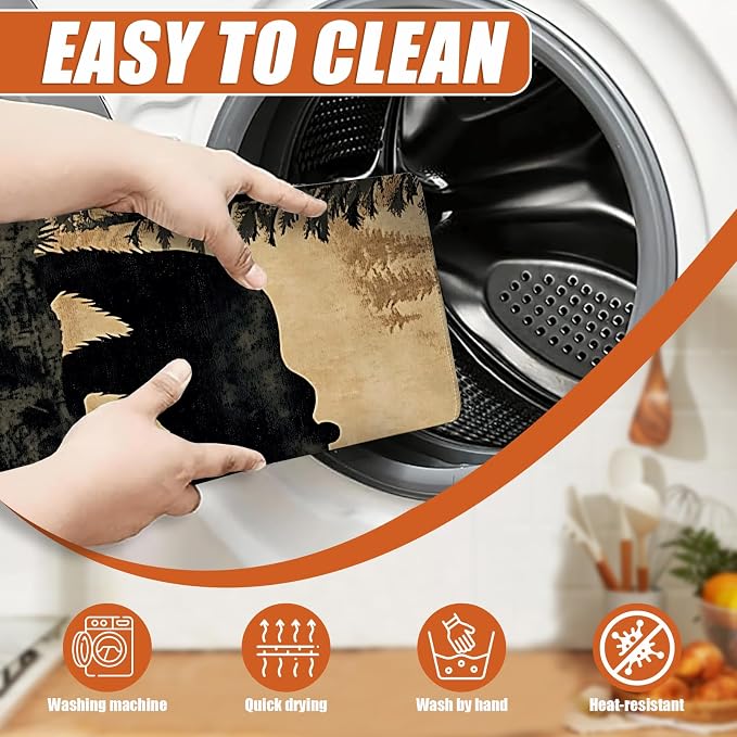 Forest Bear Dish Drying Mat for Kitchen Counter Microfiber Absorbent Dish - Image 4
