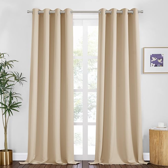 PONY DANCE Biscotti Beige Curtains 102 Inches Long by PONYDANCE