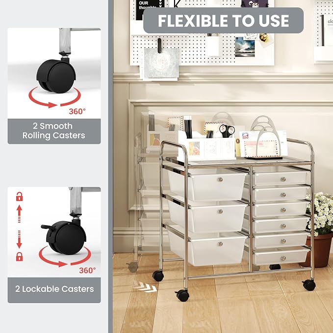 GOFLAME 9-Drawer Rolling Storage Cart, Mobile Utility Cart - Image 6
