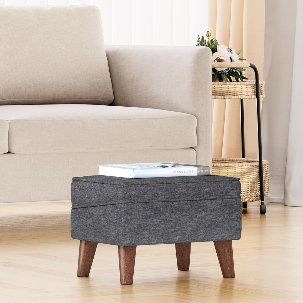 FAGAGA Small Footstool Ottoman with Adjustable Lid, Storage Ottoman