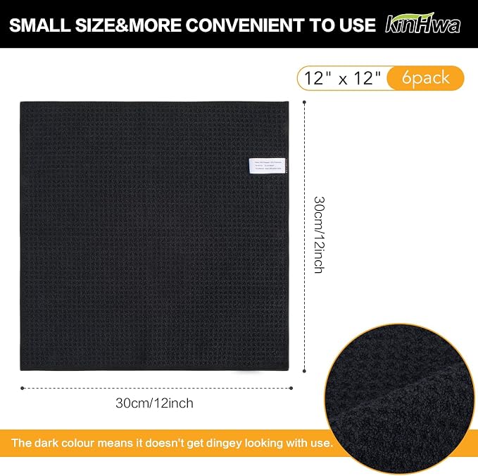KinHwa Microfiber 6 Pack Dish Cloths Thick Waffle Weave Kitchen Dish Drying - Image 3