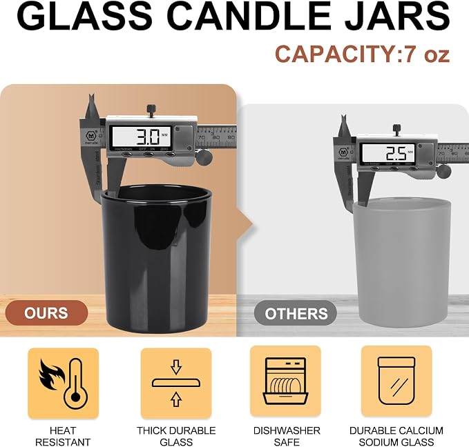 Thick Candle Jars for Making Candles 12 Pcs, 7 OZ Empty Jars - Image 3