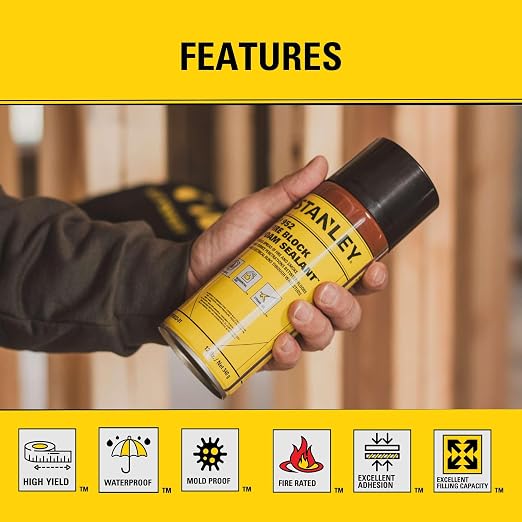 Stanley F952 Fire Block Spray Foam – Fire Rated Expanding Polyurethane Foam - Image 7