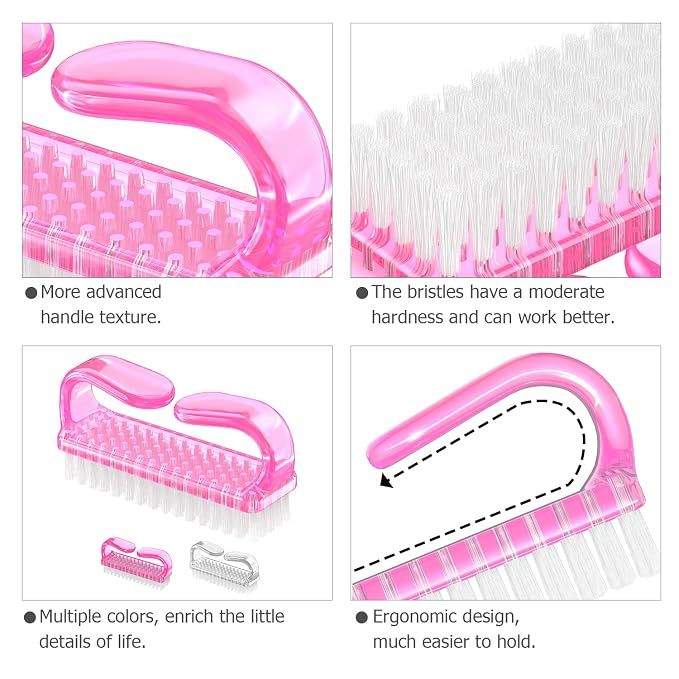 Handle Grip Nail Brush, Hand Fingernail Brush Cleaner Scrubbing Kit Pedicure - Image 5