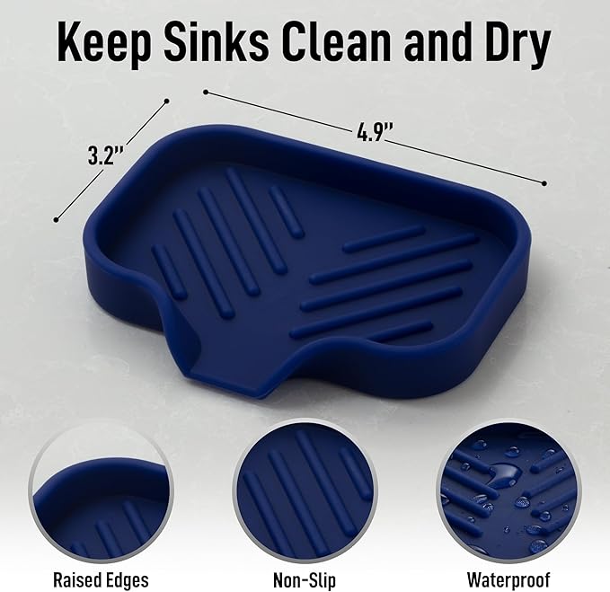 Zulay Kitchen Small Silicone Sponge Holder – Space-Saving Sink Organizer Tray - Image 4