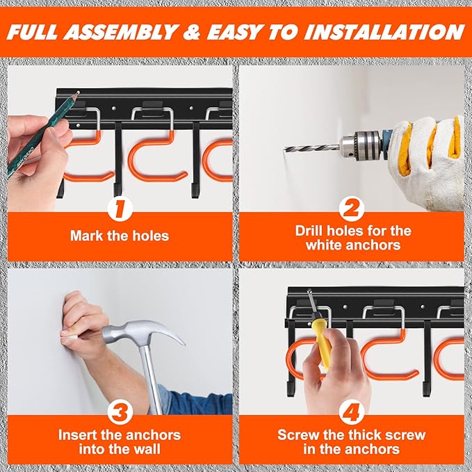 68'' All Metal Garden Tool Organizer Wall Mount Garage Tool Organizers and - Image 5
