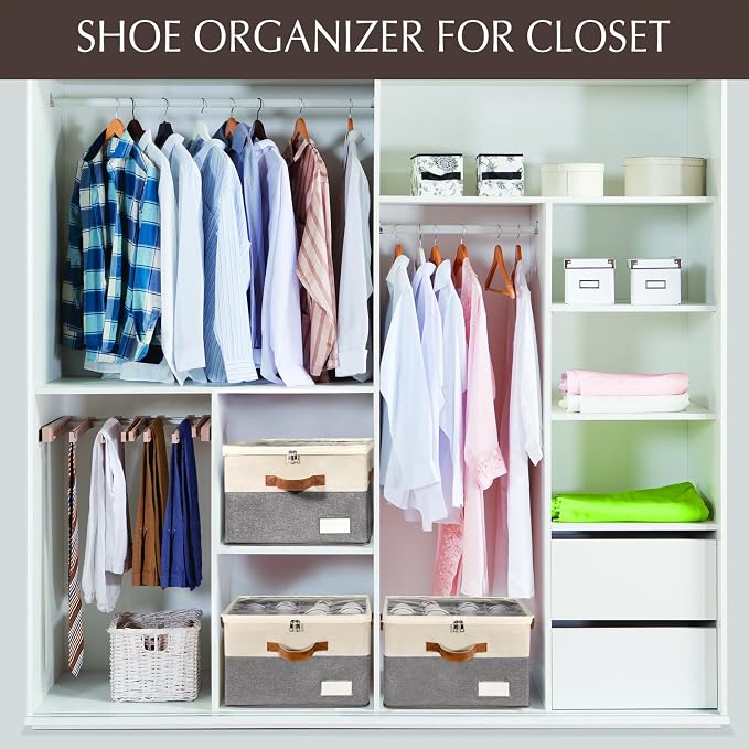 1 Pack Shoe Organizer for Closet, Adjustable Shoe Box Storage Containers - Image 5