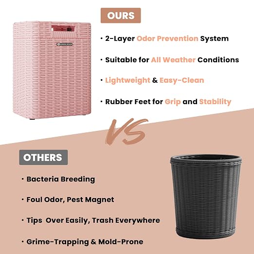 Ypati Handwoven 4 Gallon Rattan Trash Can - Image 6