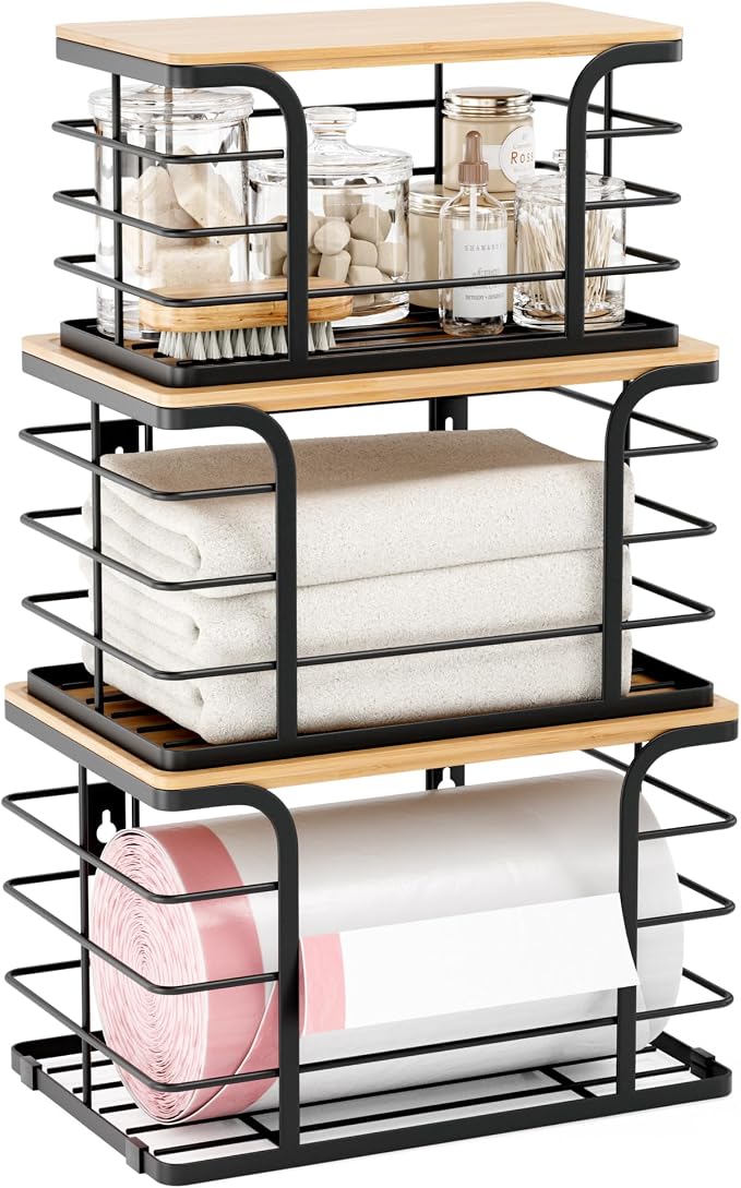 3 Pack Stackable Pantry Organizer, Stainless Steel Trash Bag Holder Dispenser by Stylstoreazy