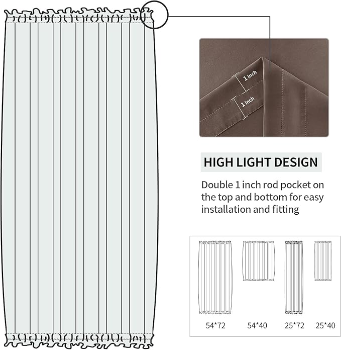 DWCN French Door Curtains – Rod Pocket Thermal Blackout Curtain - Image 3