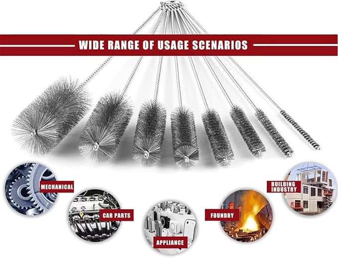 Pipe Cleaning Brush Set Stainless Steel Bristles, Stainless Steel Pipe Brush - Image 5