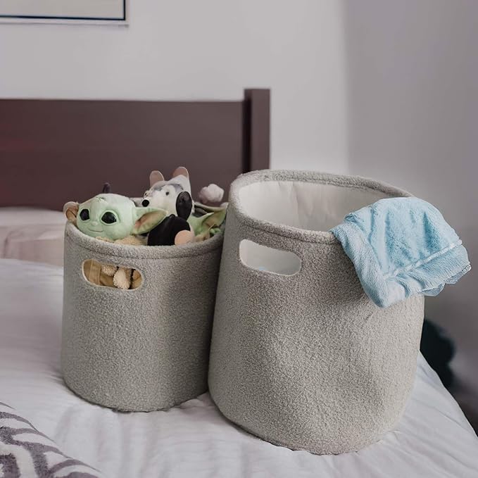 PUTSKA Basket – Round Storage for Toys, Stuffed Animals – Soft Baby Girl Basket - Image 7