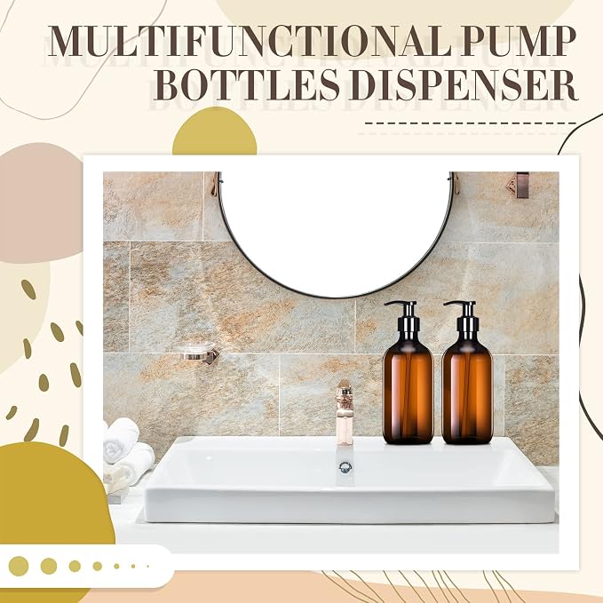 Tessco for you 12 Pack Amber Soap Dispenser Empty Plastic Pump Bottles - Image 5
