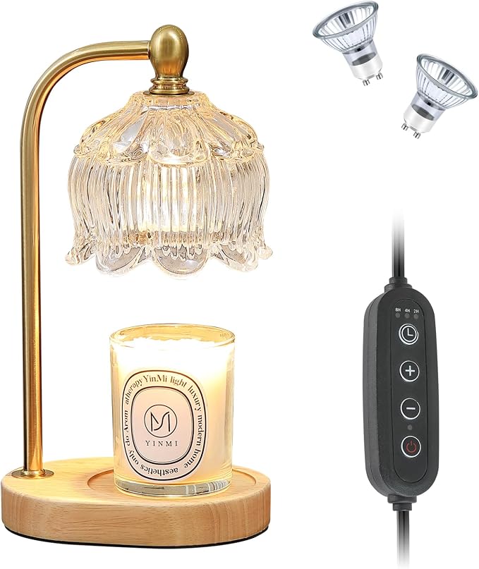 Candle Warmer Lamp with Timer Dimmable, Antique Brass Candle Lamp, Wax Melt - Image 9
