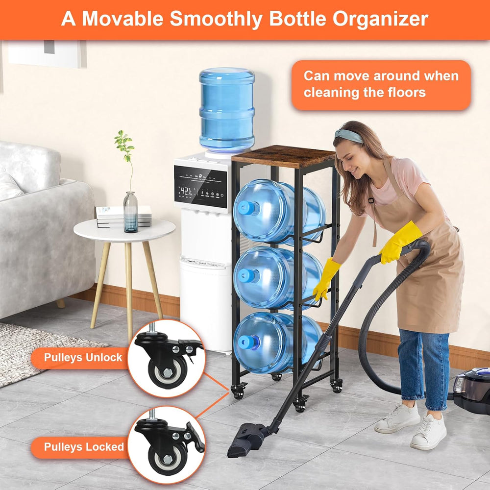 5 Gallon Water Bottle Jug Holder 3-Tier Water Bottle Holder Organizer with Lo...