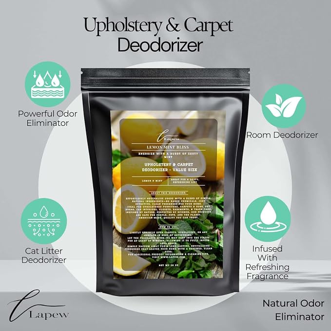 Lemon Mint Bliss Carpet Freshener Powder Refill 36 oz | Powerful Odor Eliminator - Image 3