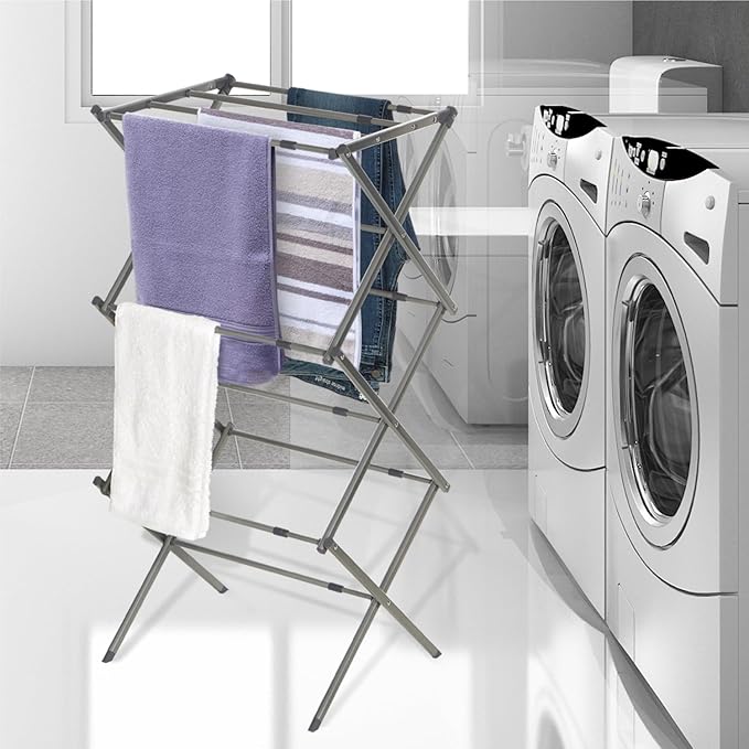 BLACK+DECKER 3 Tier Expandable Collapsing Foldable Laundry Rack - Image 5