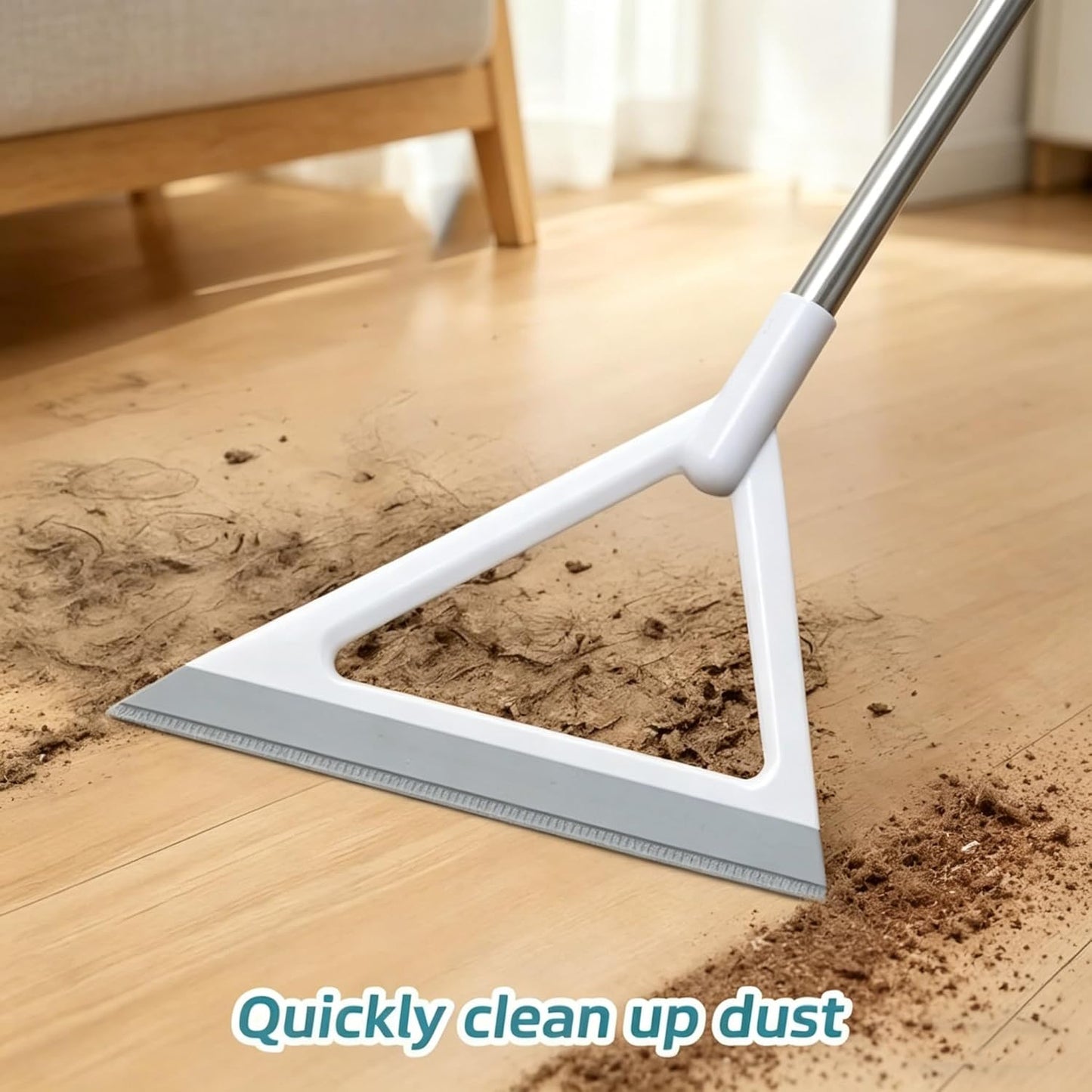 Silicone Magic Broom with Adjustable Long Handle, 3-in-1 Floor Squeegee Broom & Pet Hair Remover, Multi-Surface Cleaning Tool for Hardwood Floors, Tile, Bathroom, Kitchen, Shower & Glass